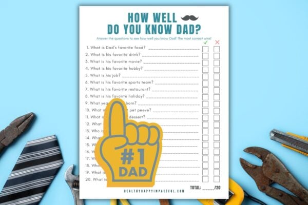 how well do you know dad; Father's Day game free printable