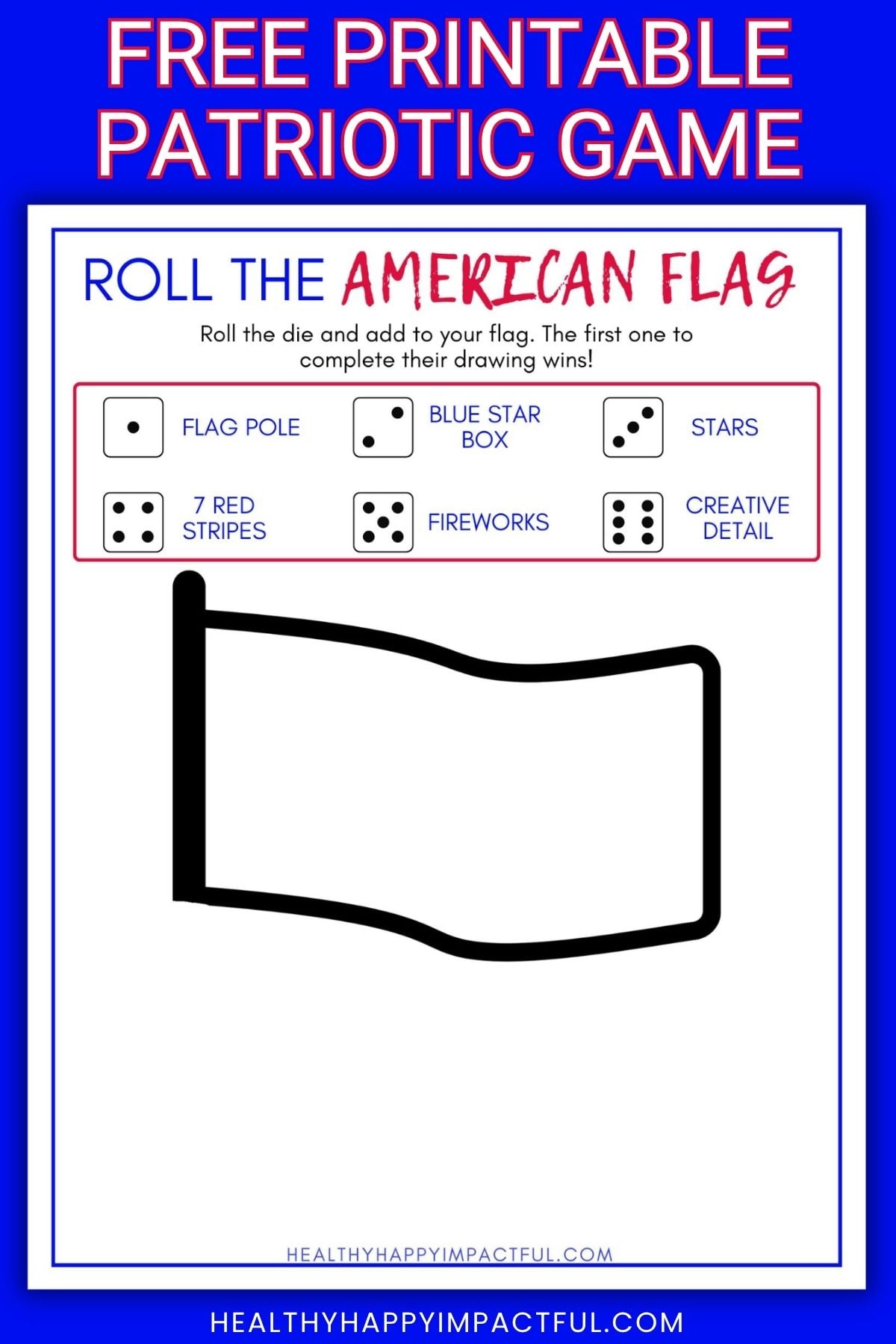 roll a flag dice game; 4th of July activities