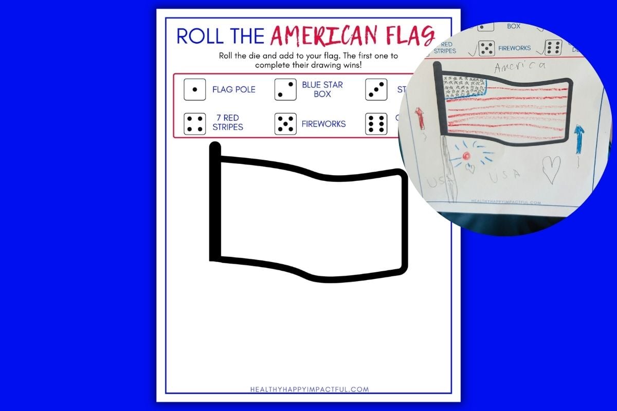 roll the American flag dice game free printable