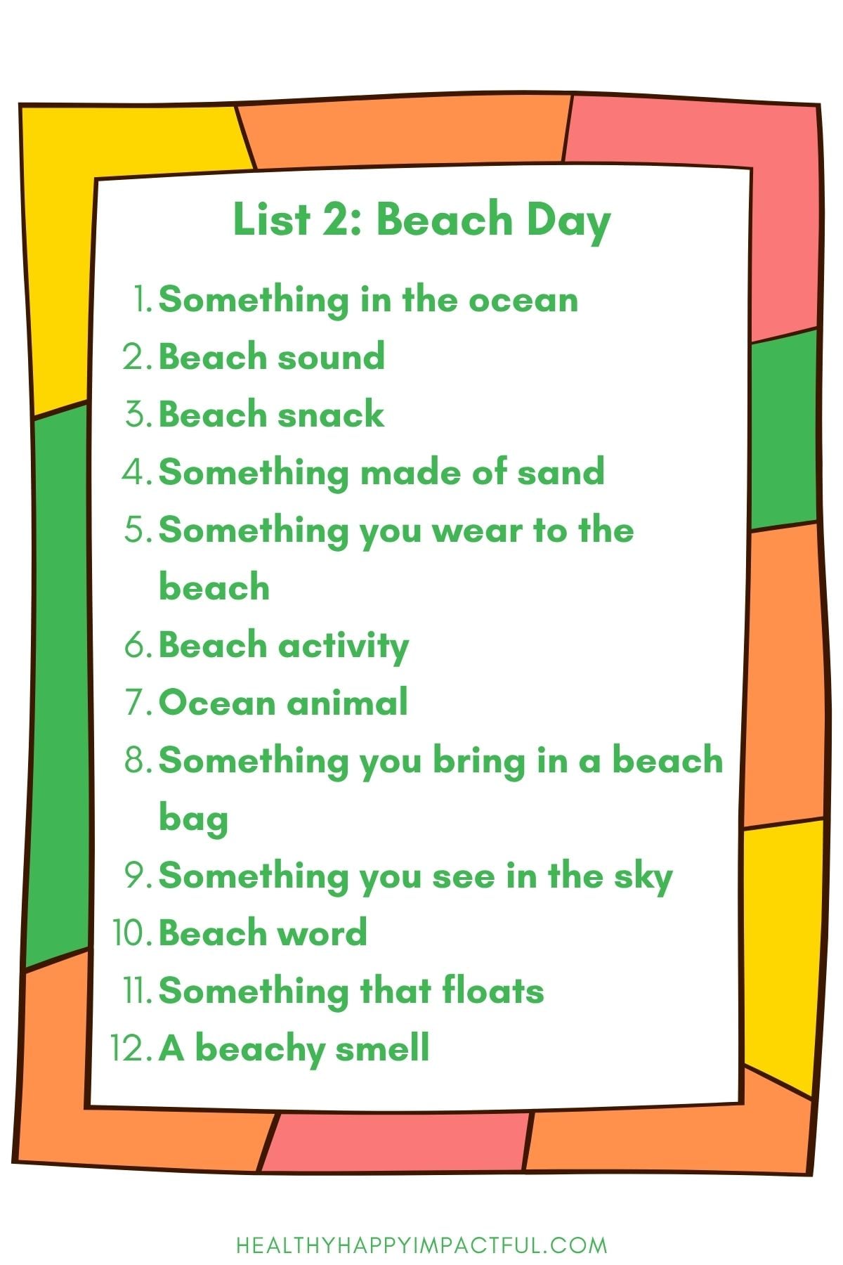 summer scattergories game