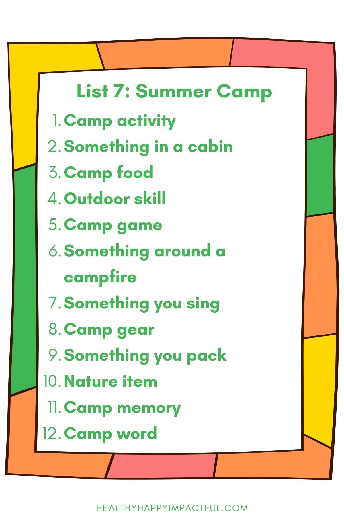 camping category list