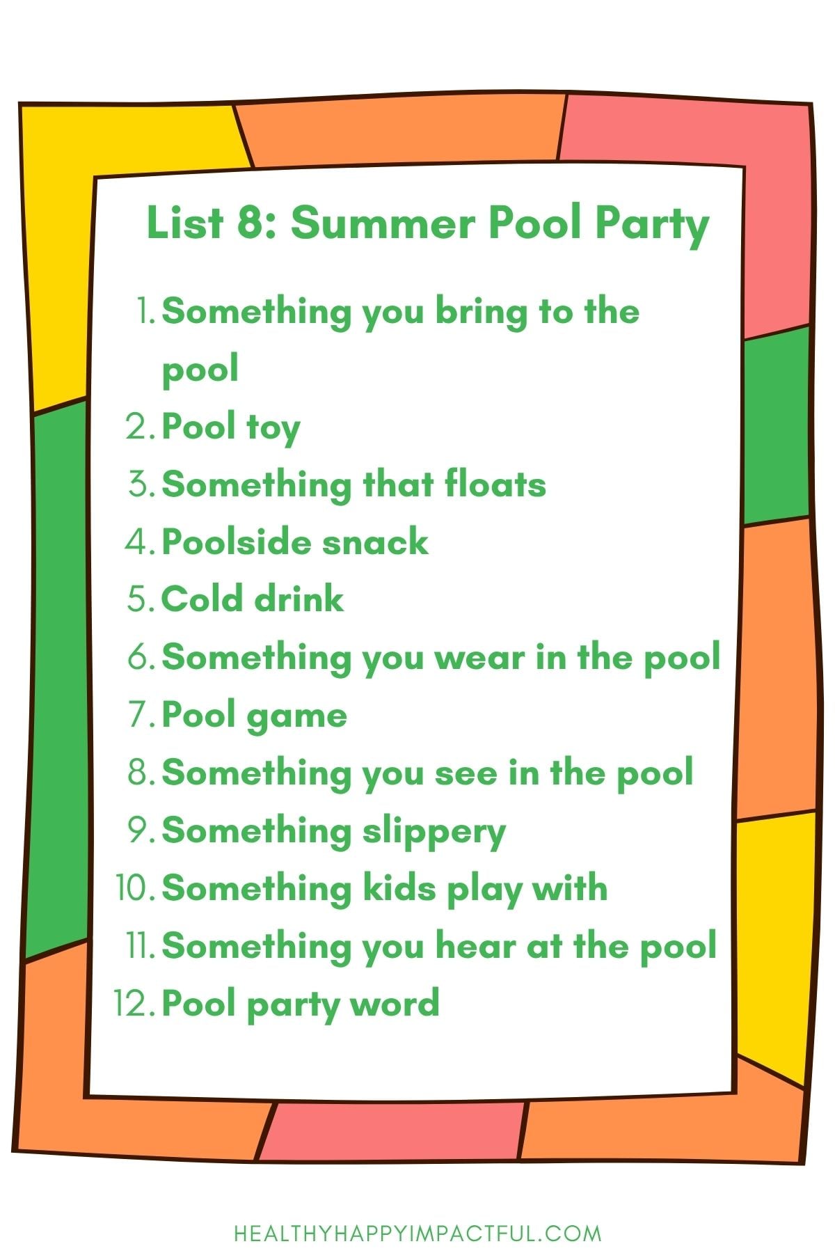 summer scattergories game for kid and adults