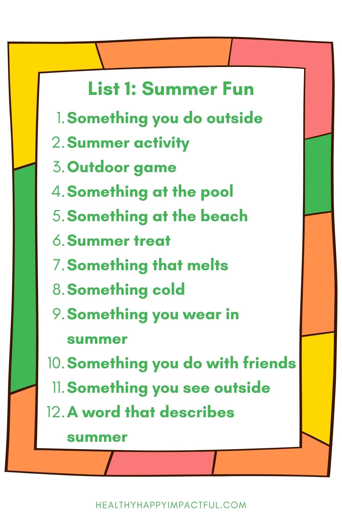 summer scattergories game lists