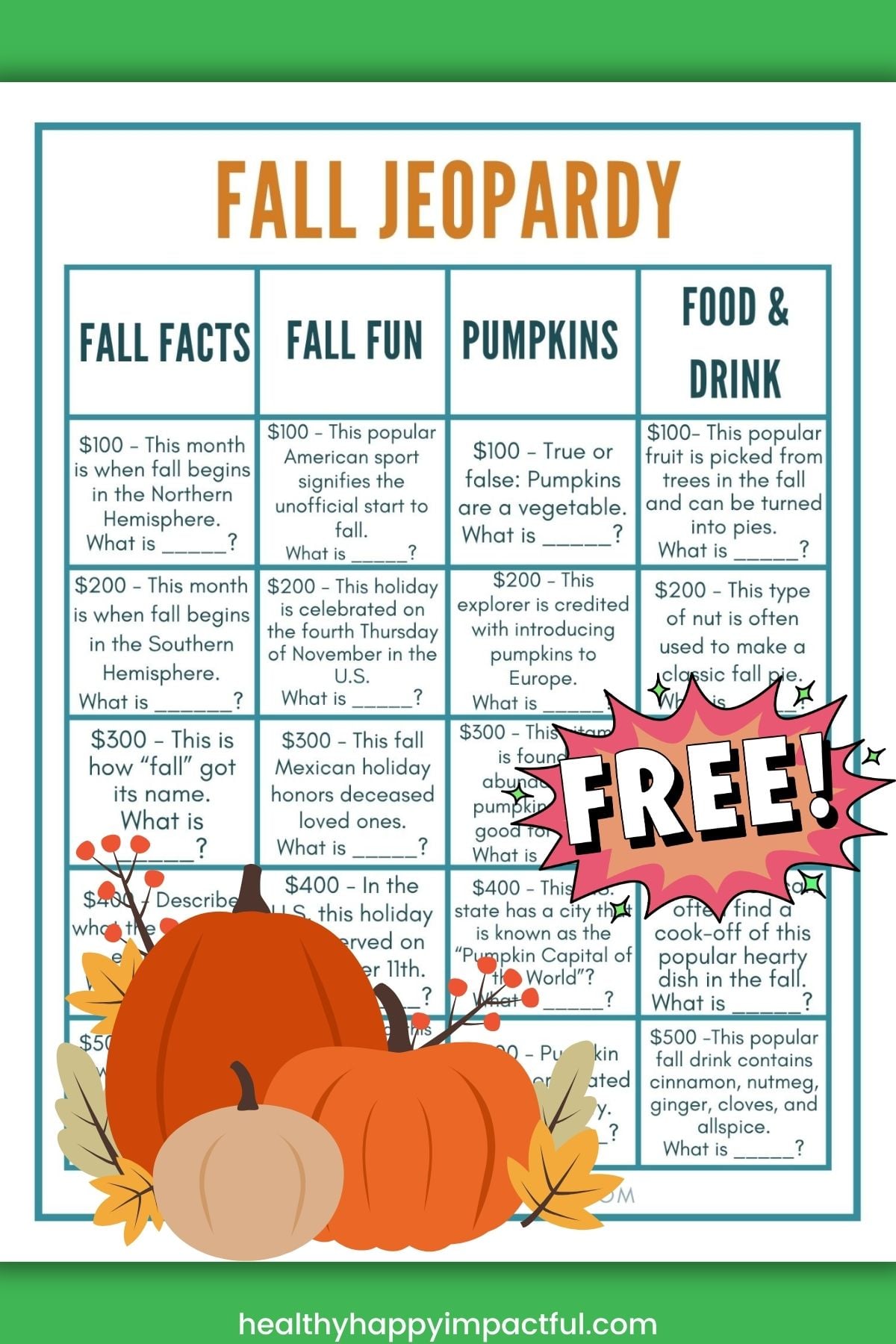 autumn jeopardy questions for kids, teens, and adults