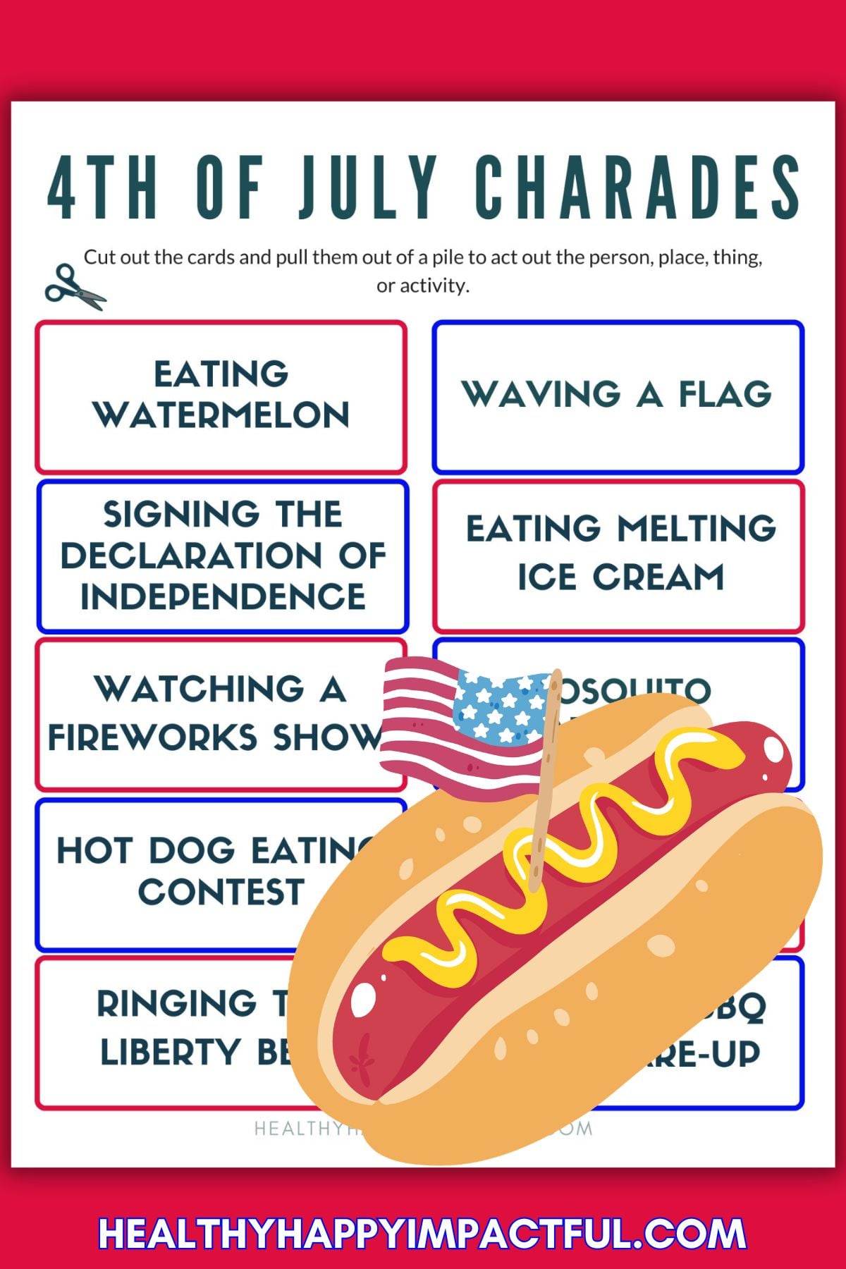 4th of July charades ideas free printable for kids and adults