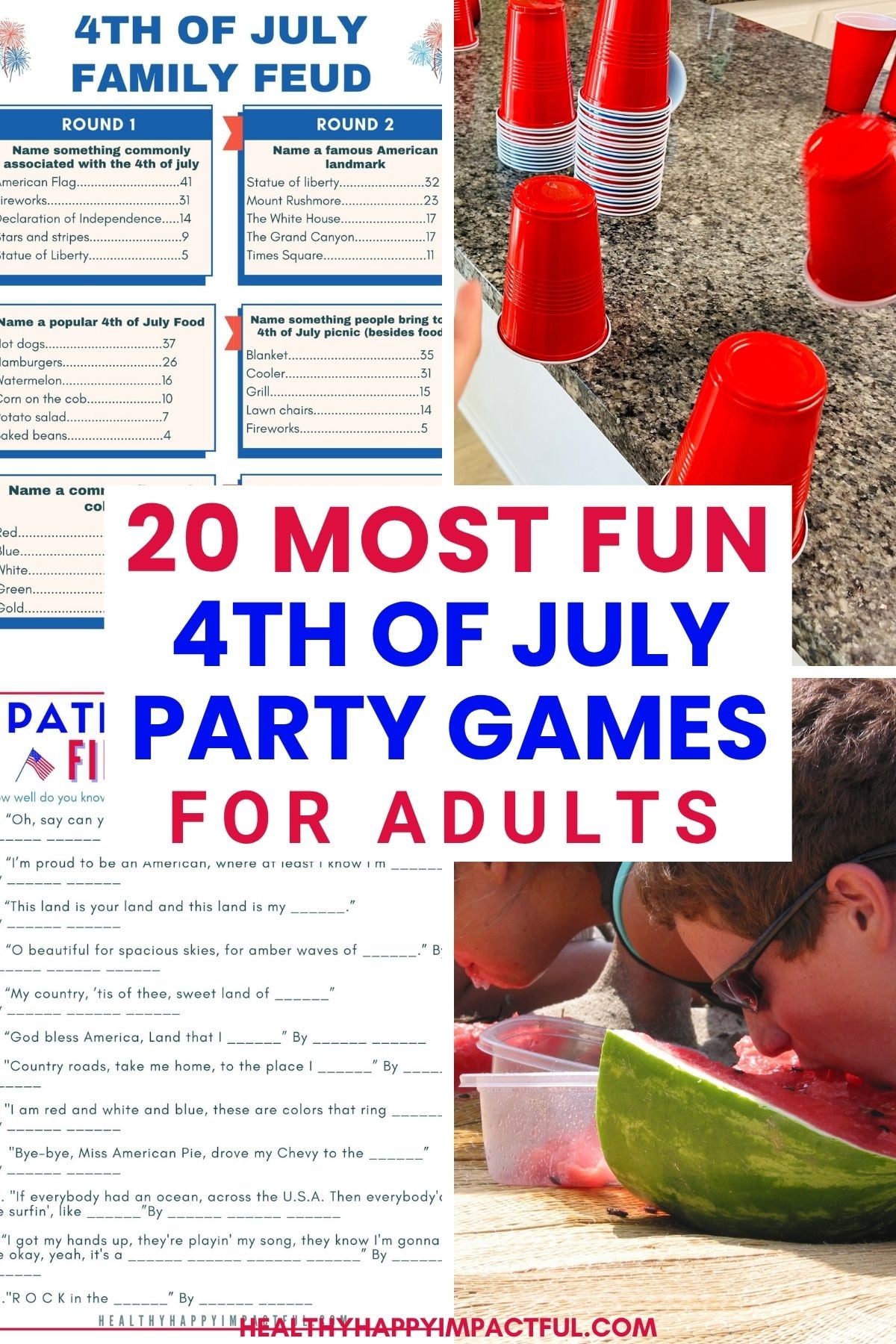 4th of July party games for adults; drinking; ideas