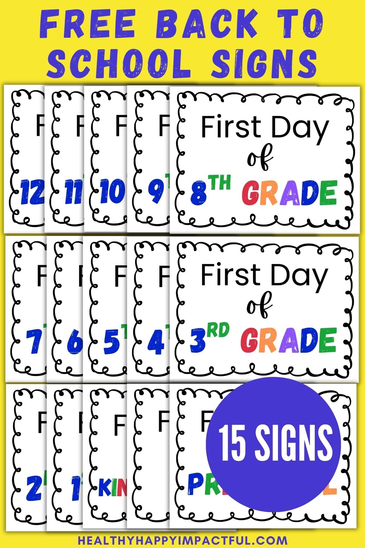 diy back to school signs; 1st day; free printable