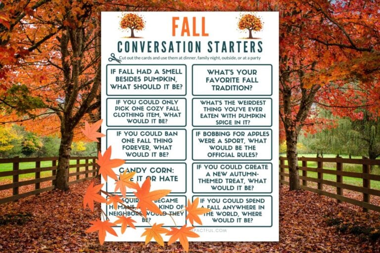 conversation starters and ice breaker questions for fall, Halloween, Thanksgiving: September, October, November