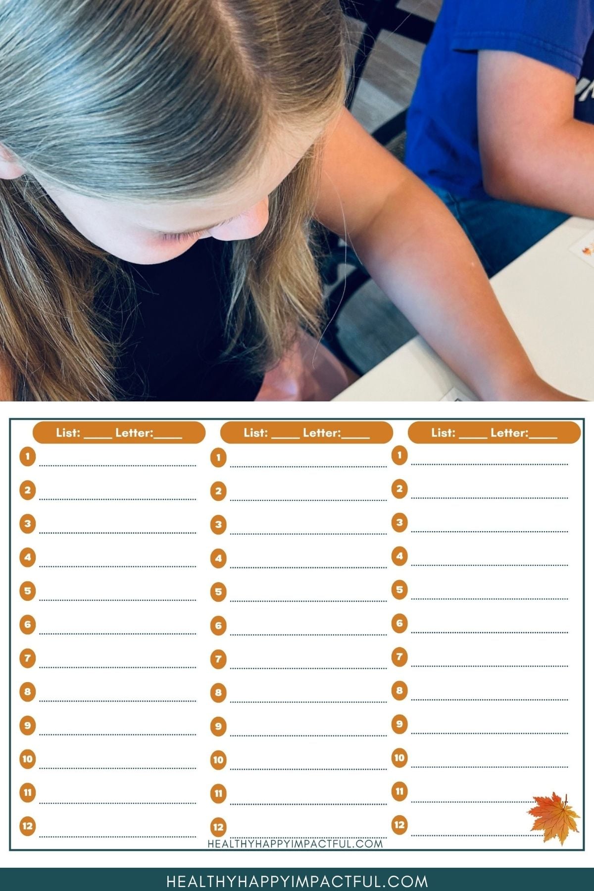 free printable fall Scattergories answer sheet