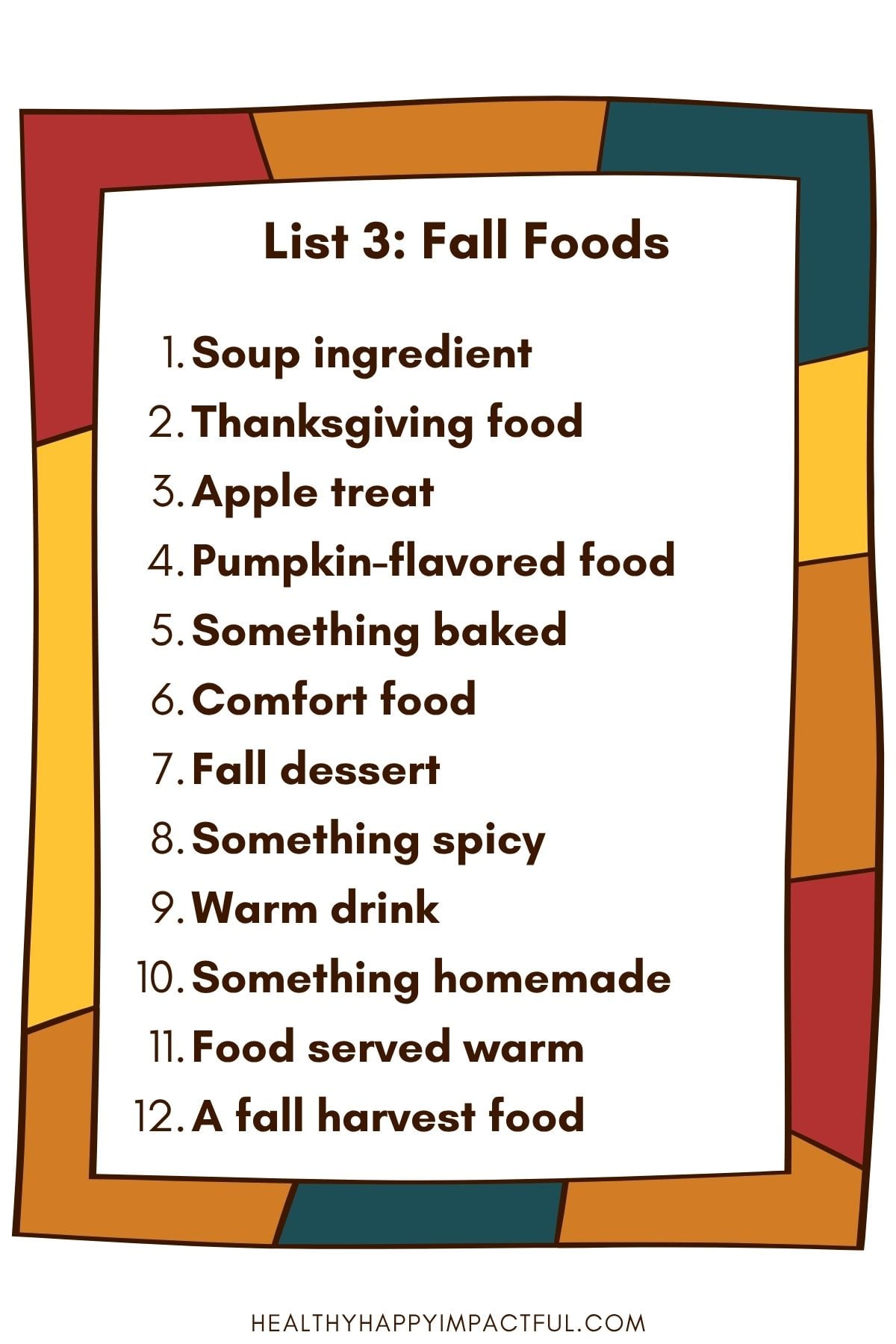 fall foods scattergories categories lists