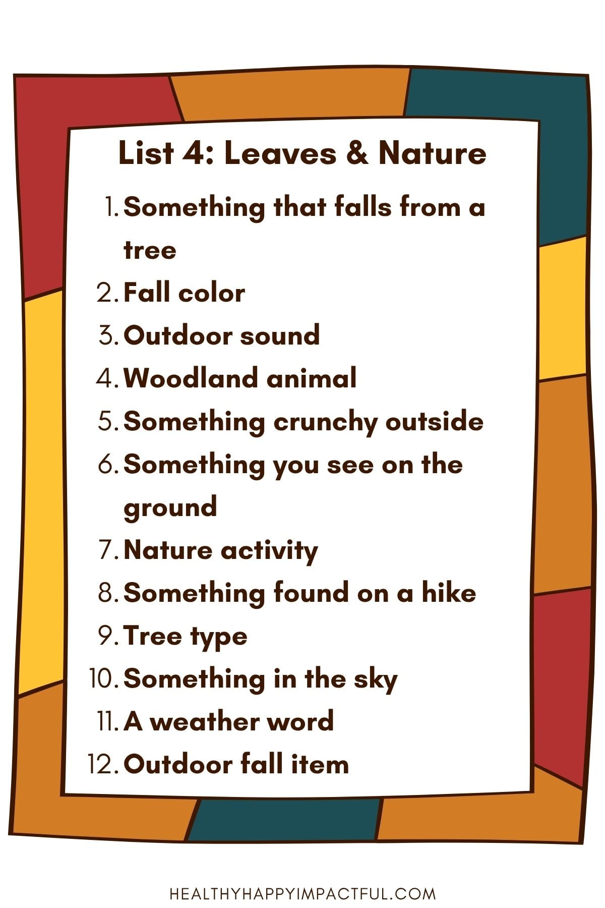 leaves and nature list