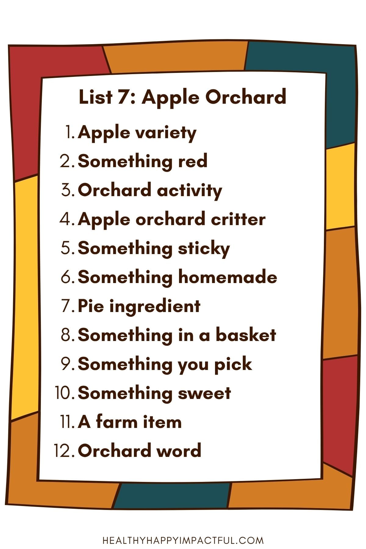apple orchard list of items