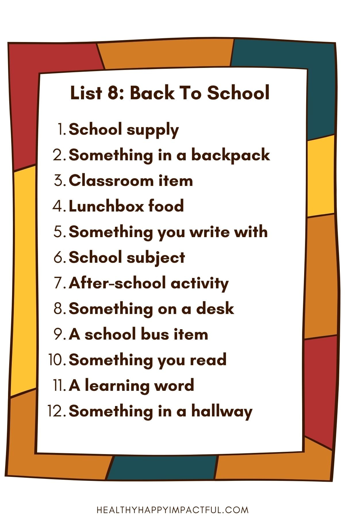 back to school category list