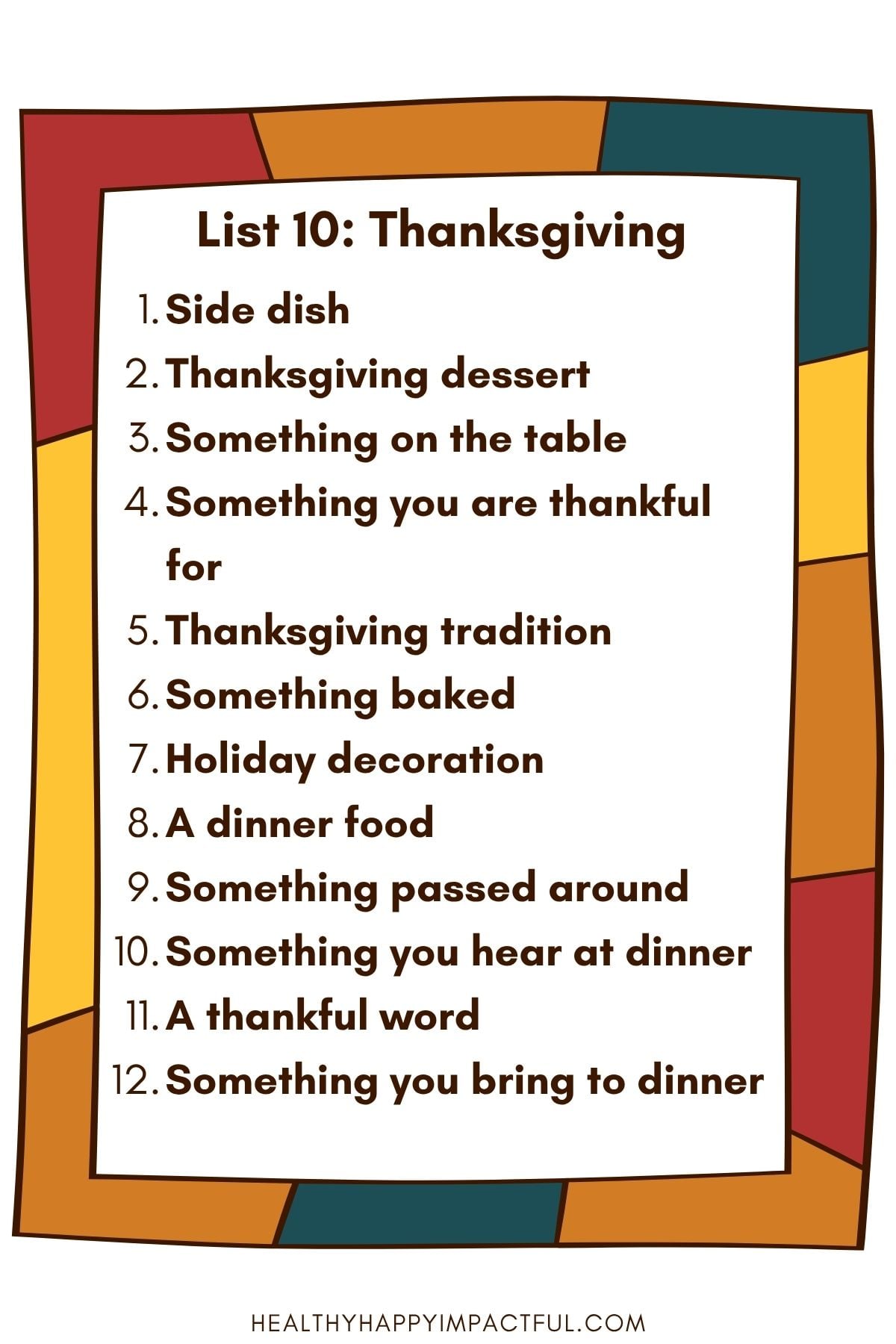 Thanksgiving scattergories category list
