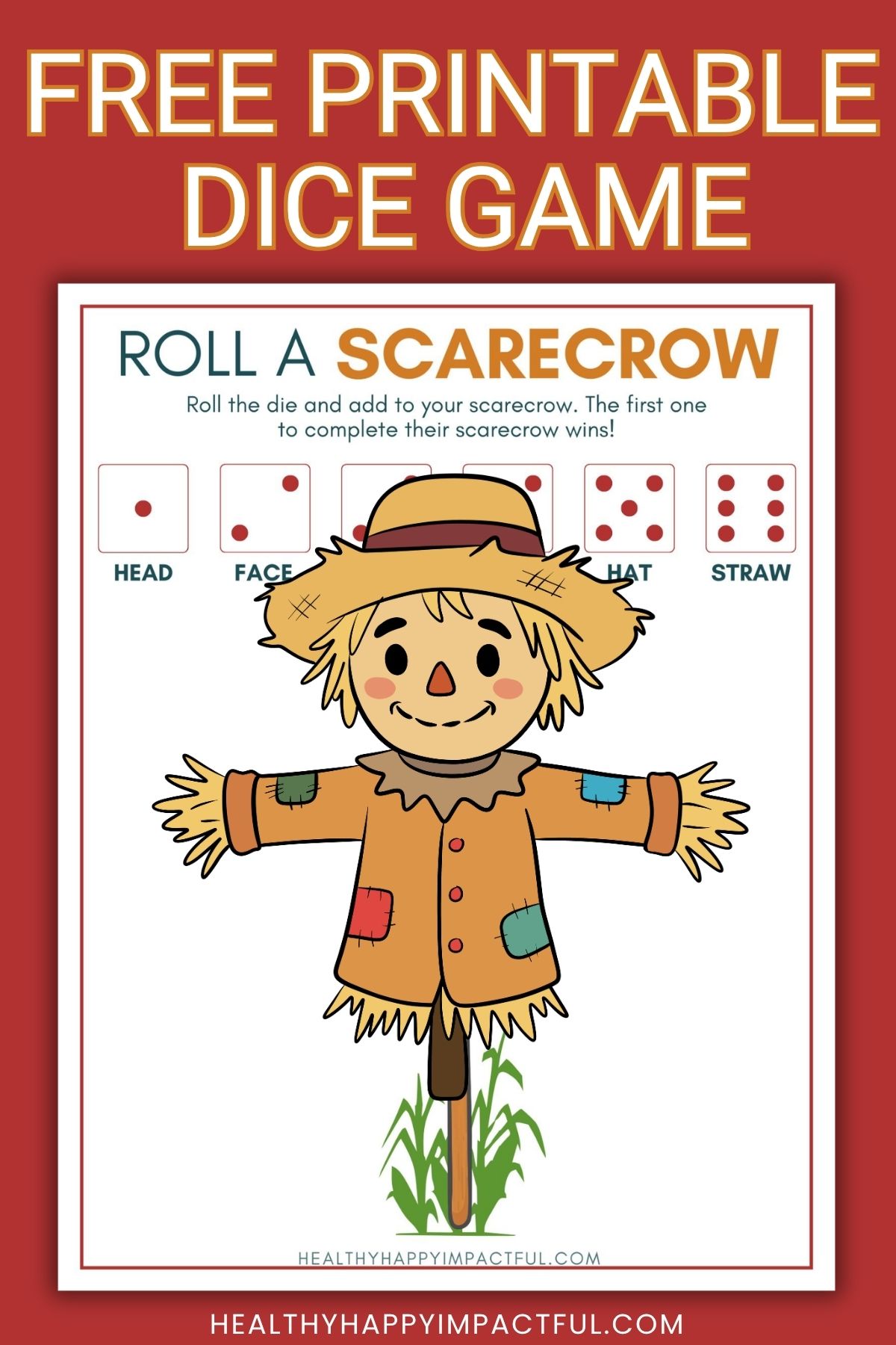 free printable roll a scarecrow dice game