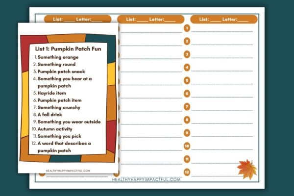 fall scattergories list