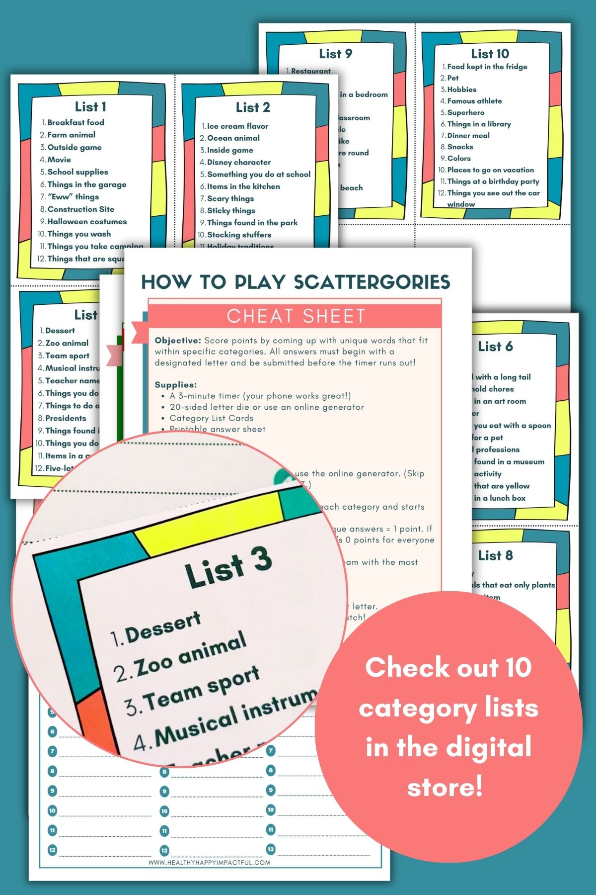 scattergories game, paper and pen games