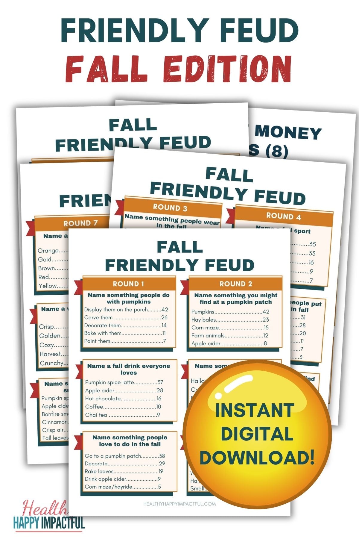 fall friendly feud pdf printable game
