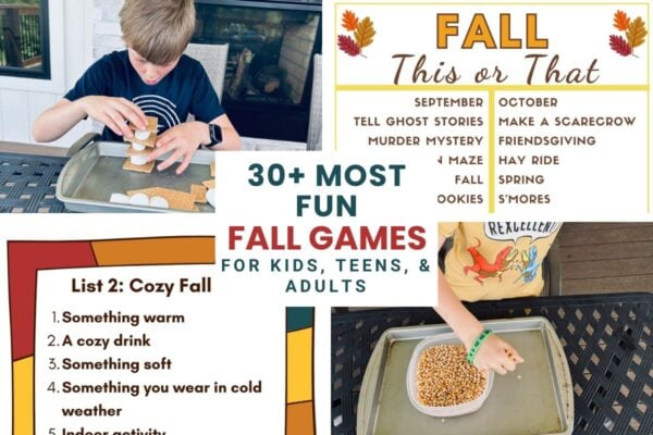 fun fall party games this autumn for kids, teens, adults, family, friends, classroom, church