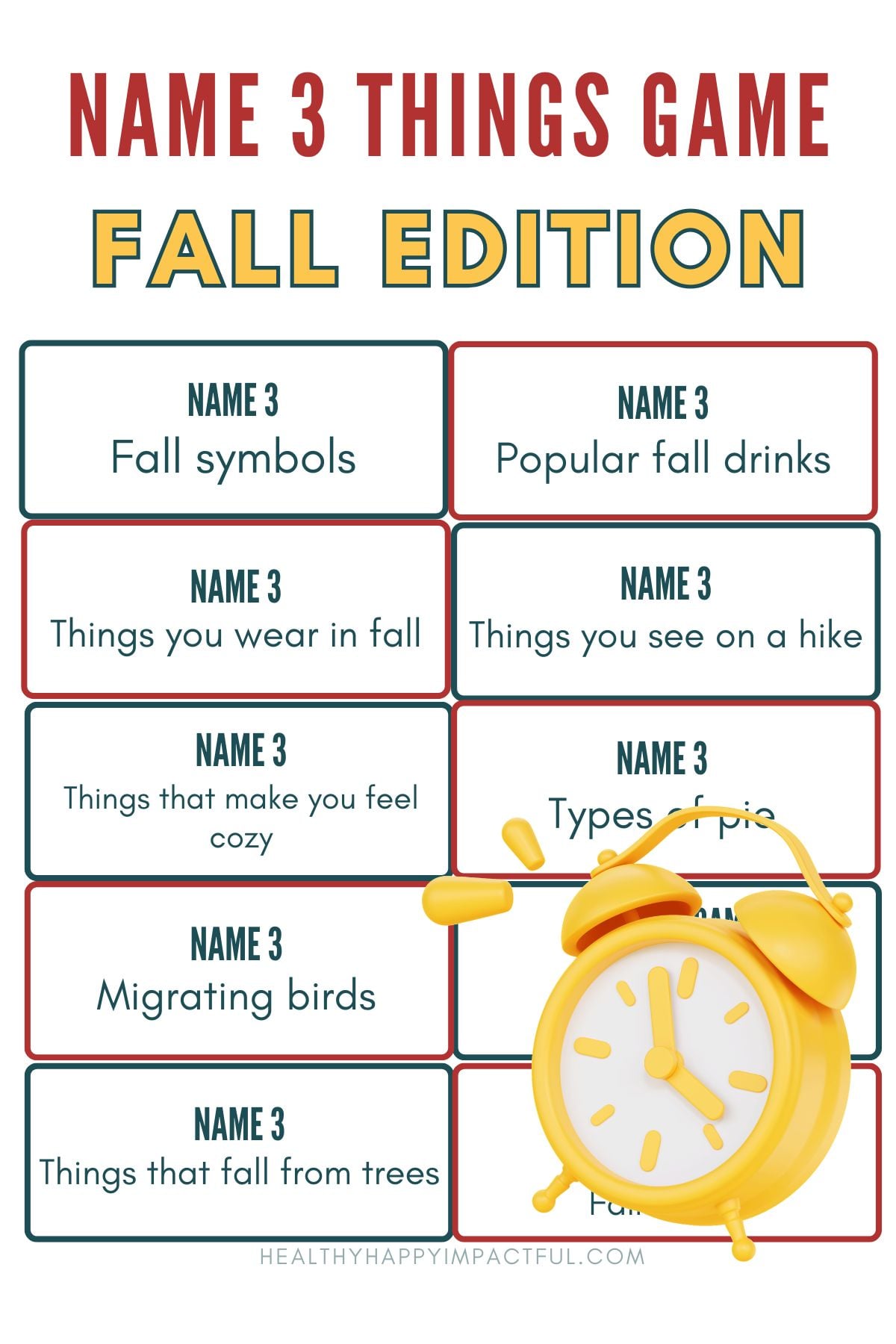 best fall games to play, five second rule game, name three things in 5 seconds