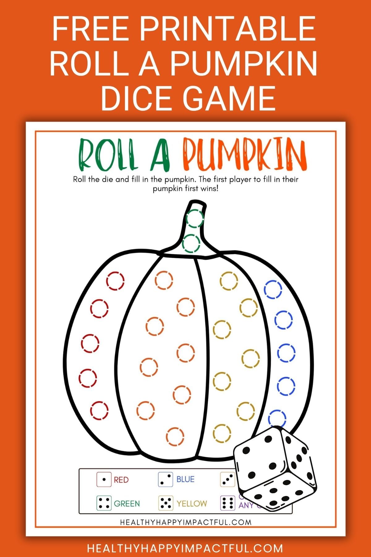 roll a pumpkin dice game free printable
