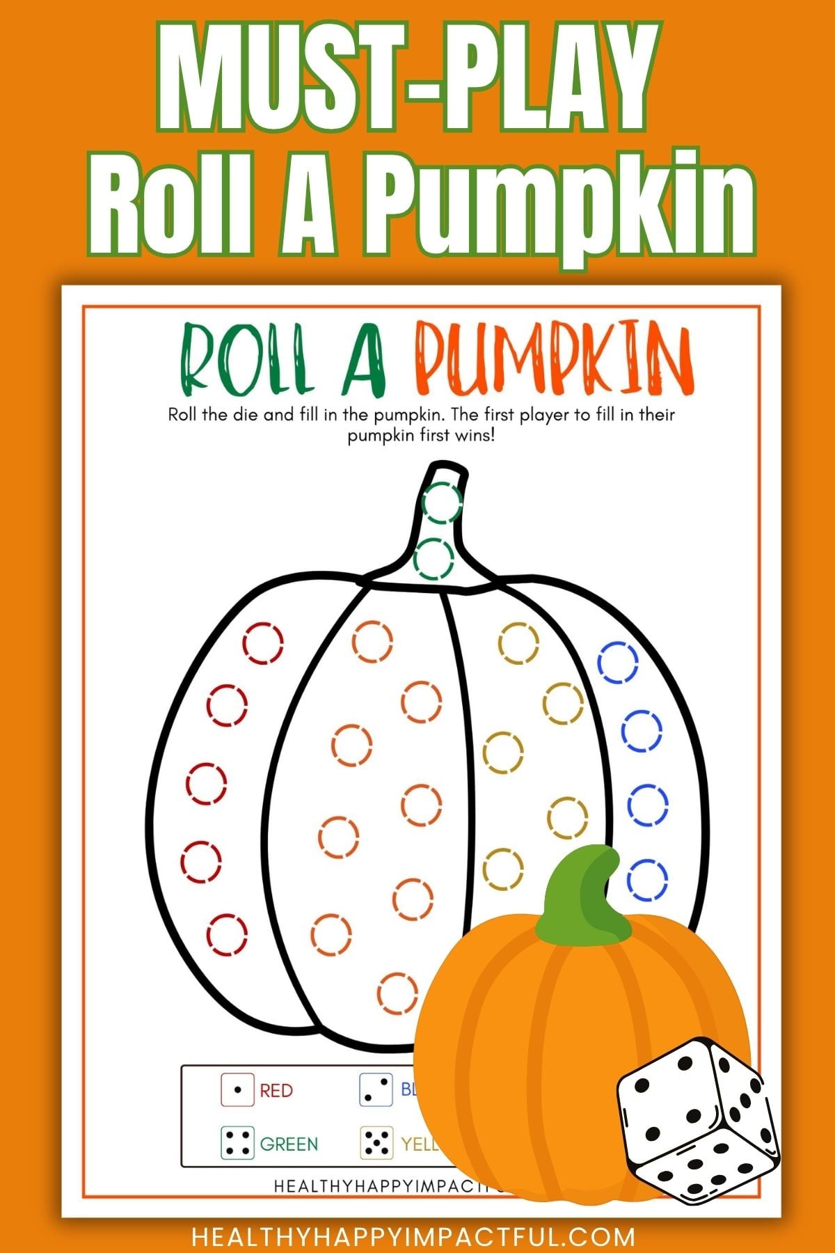roll a pumpkin dice game free printable