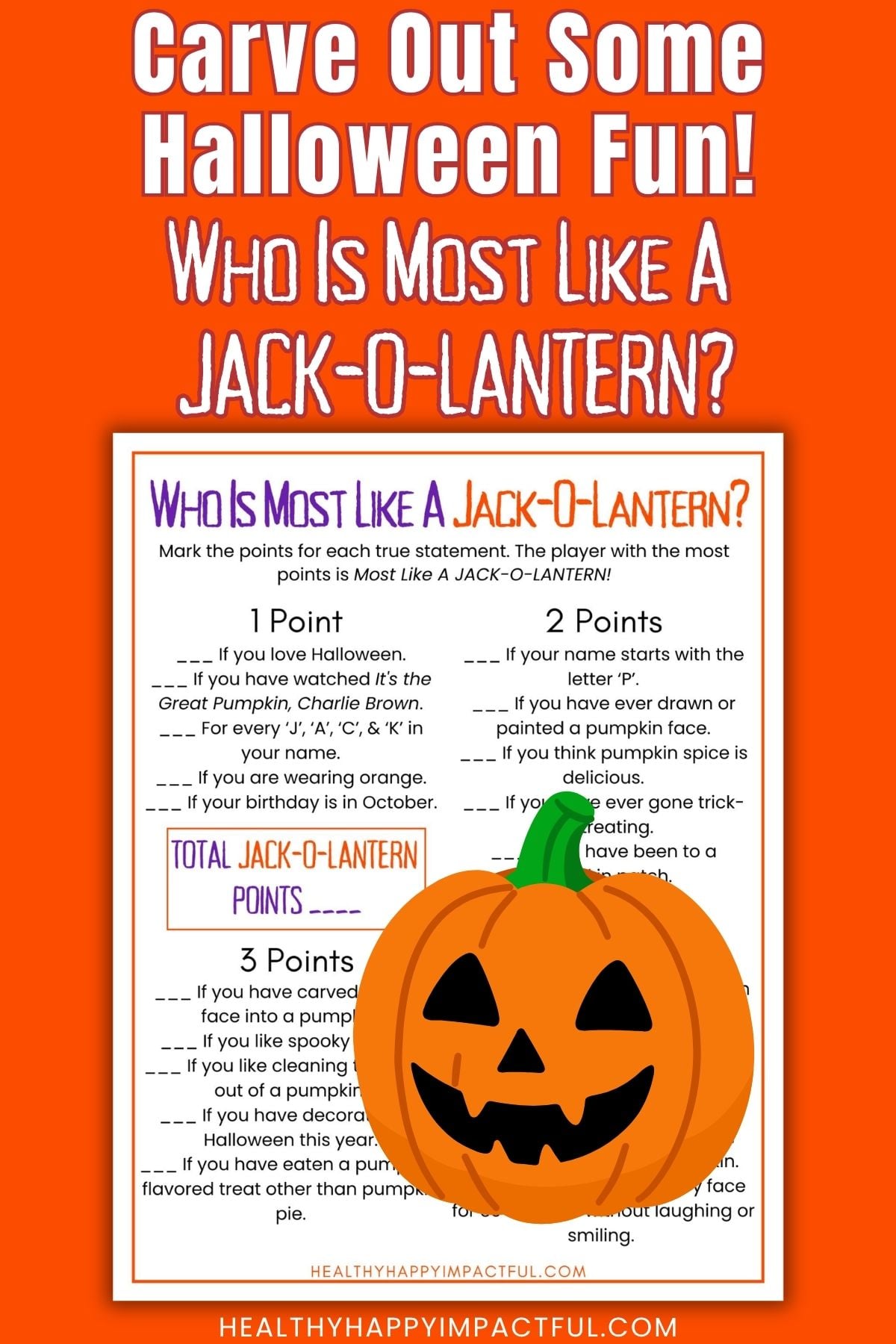 who is most like a jack-o-lantern Halloween game free printable