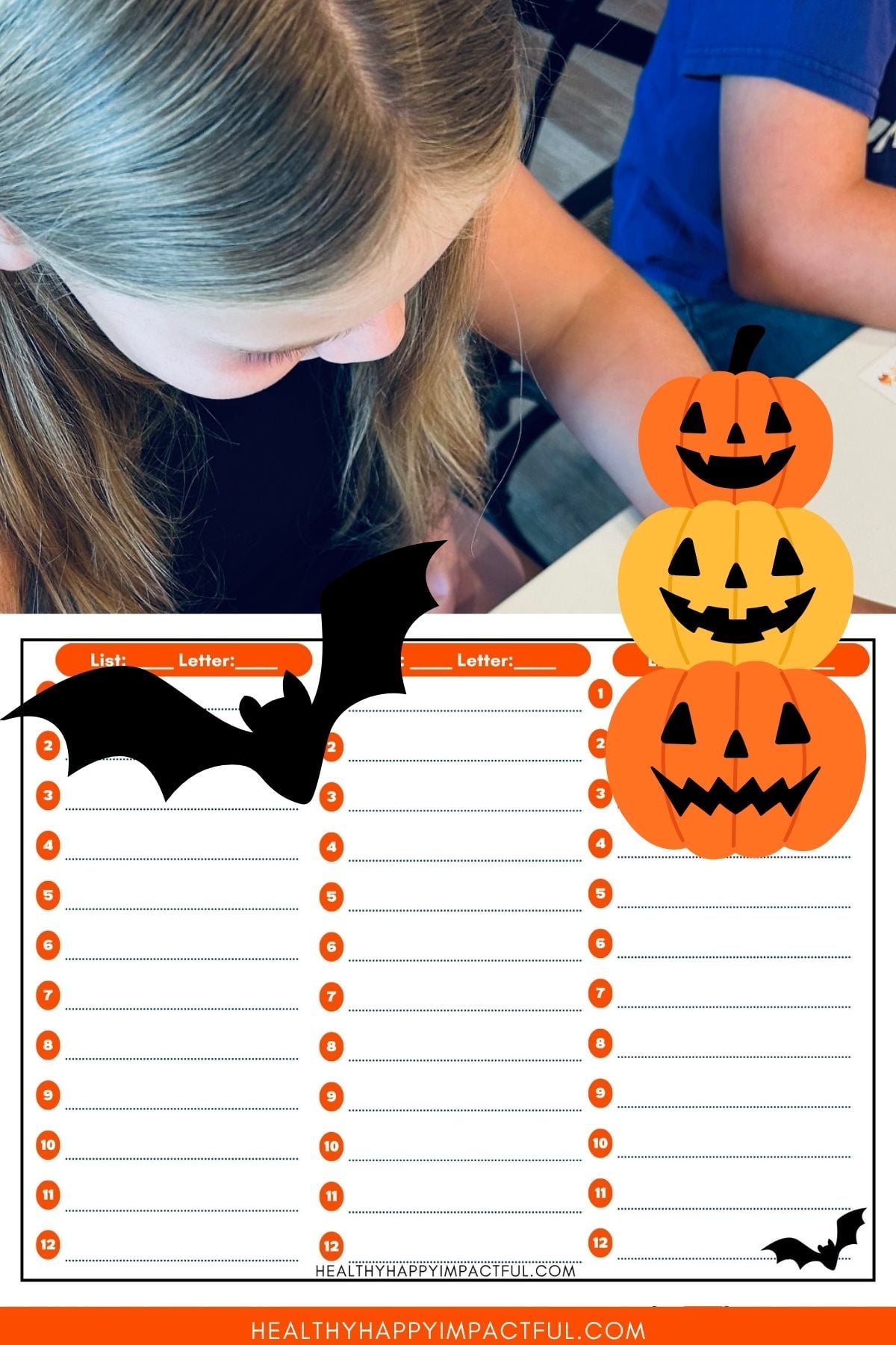 Halloween scattergories game free printable lists