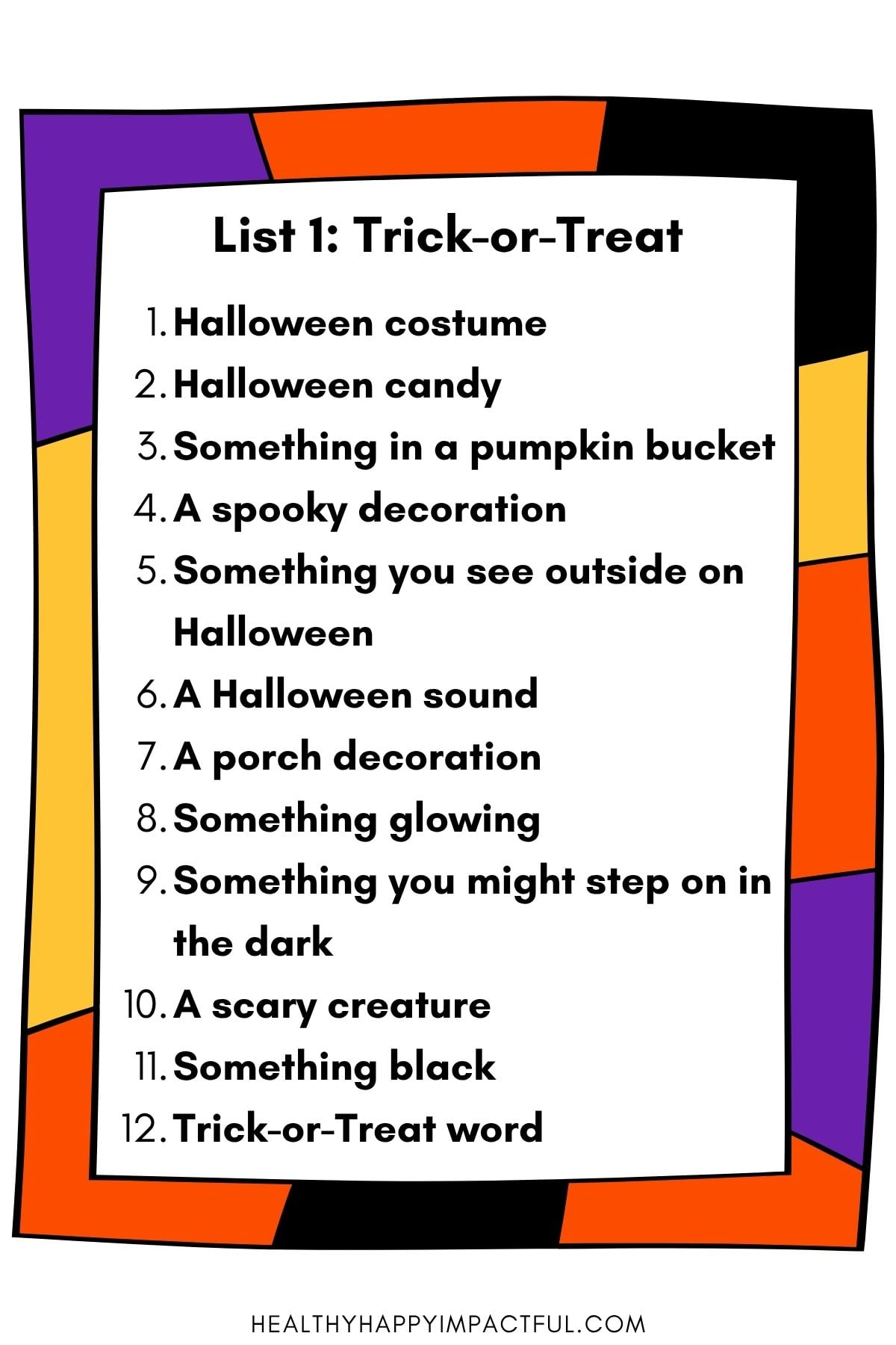 Halloween trick or treat categories scattergoies game