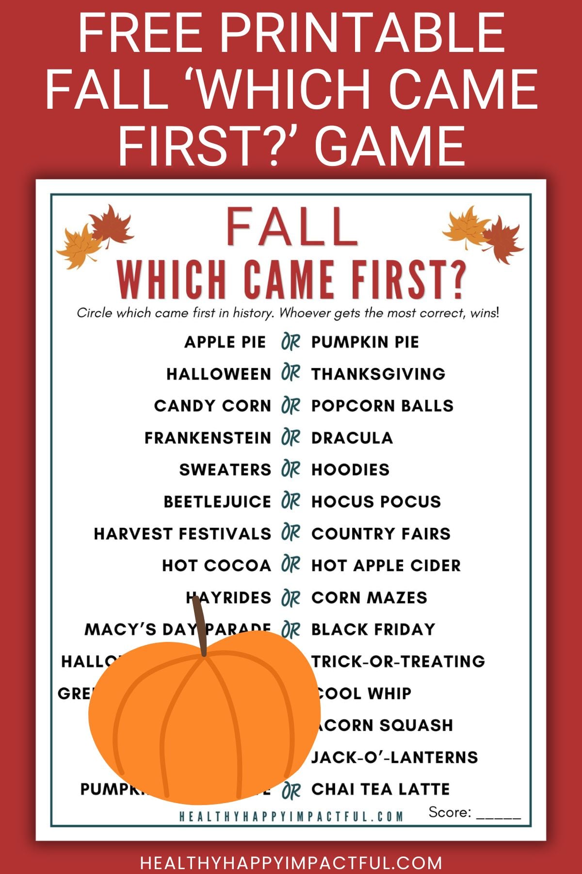 free printable fall which came first trivia game