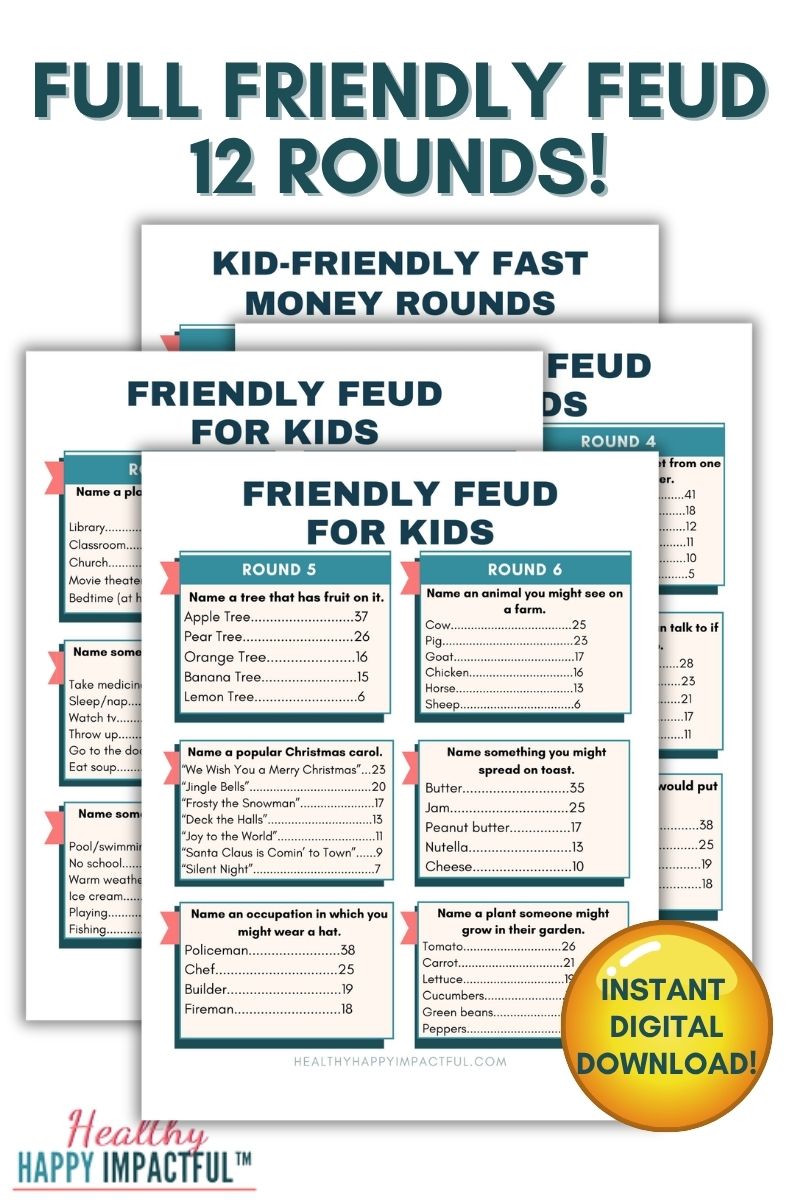 friendly feud printable game for family