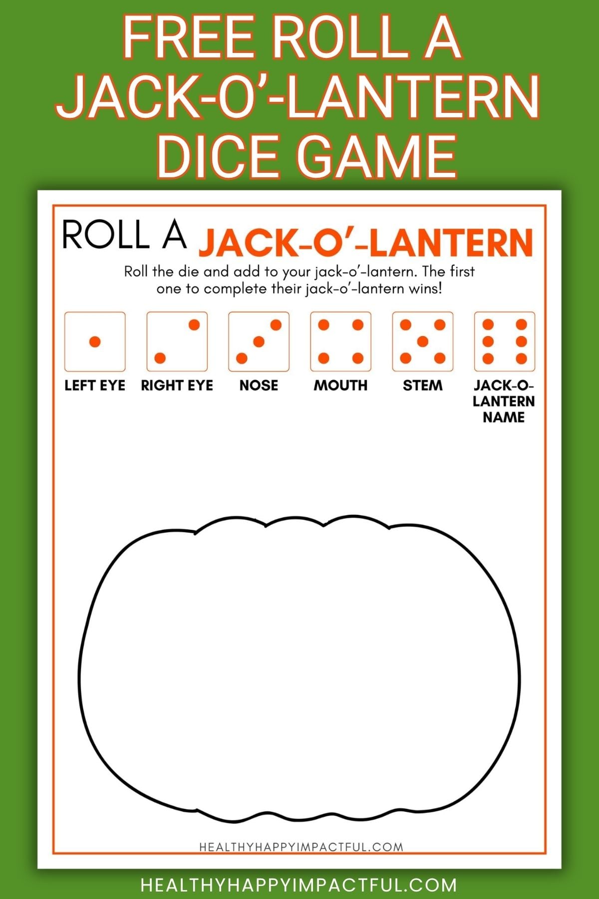 roll a jack-o-lantern dice game free printable