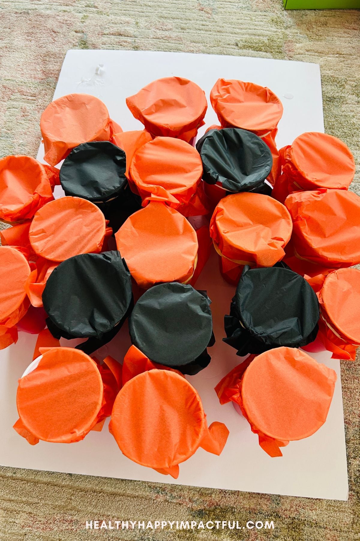 tissue paper over cups, Halloween games for kids