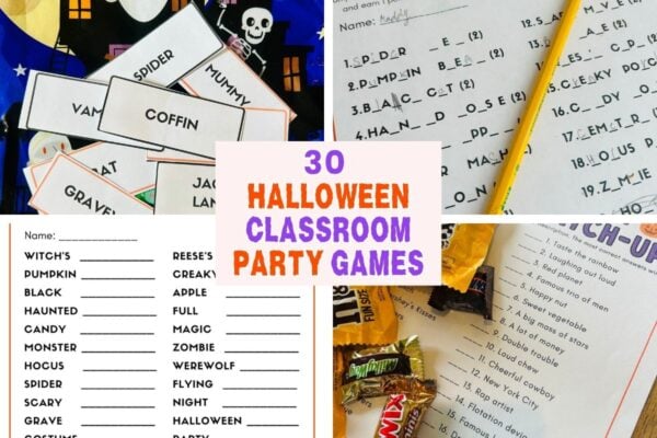 Halloween classroom party games that are fun and easy for kids and teens; for school