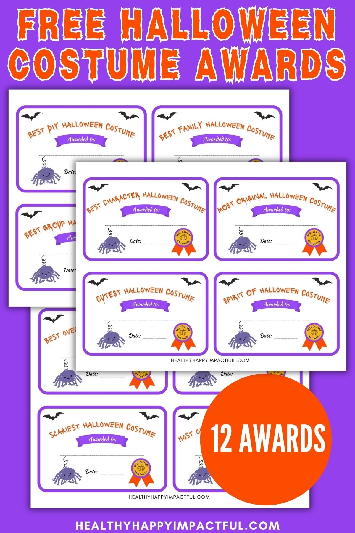 Halloween costume awards ideas free printables for kids