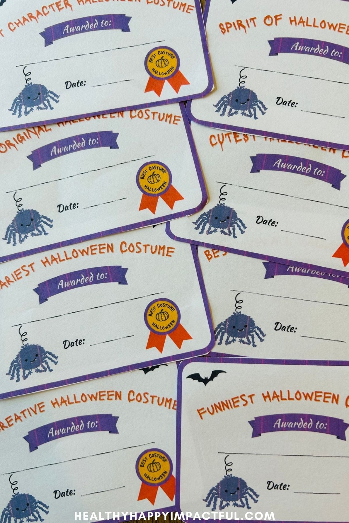 Halloween costume awards DIY free printable