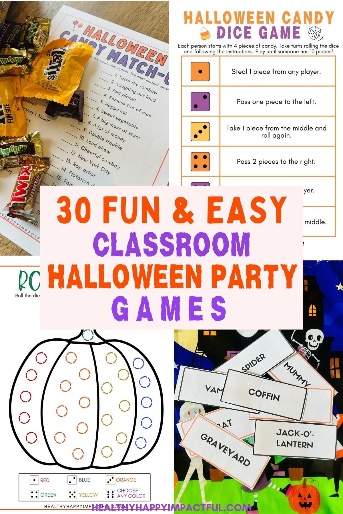 Halloween classroom for school party games; fun; easy; minute to win it; for kids and teens