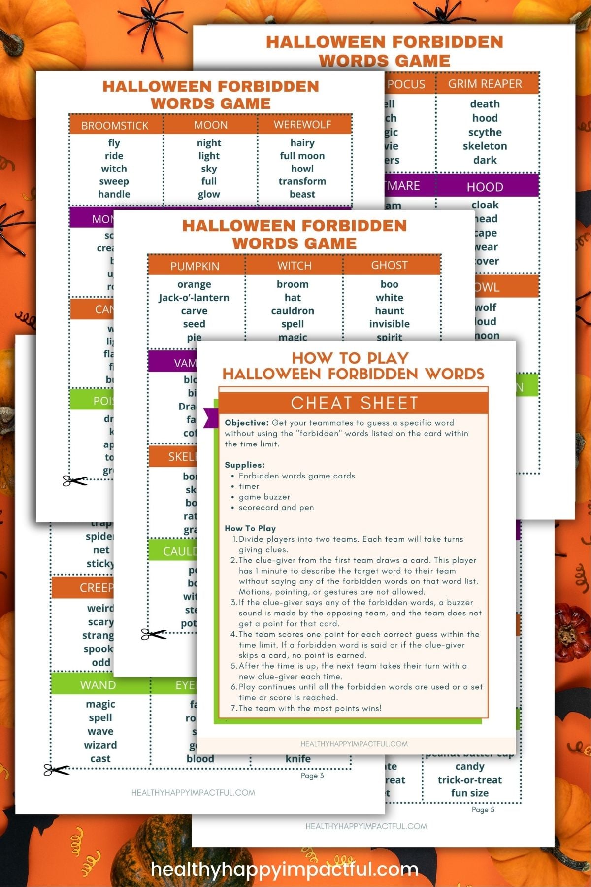 Halloween taboo printable game words