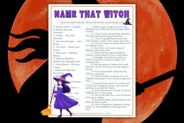 Name that witch fun free printable Halloween game
