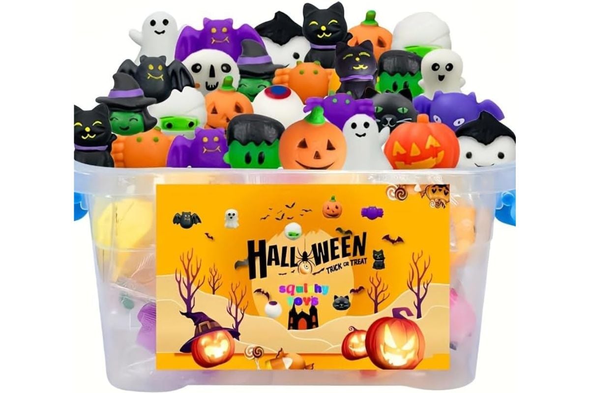 mini Halloween squishies; non-candy trick or treat ideas