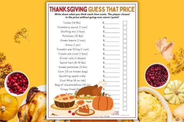 Thanksgiving guess that price game