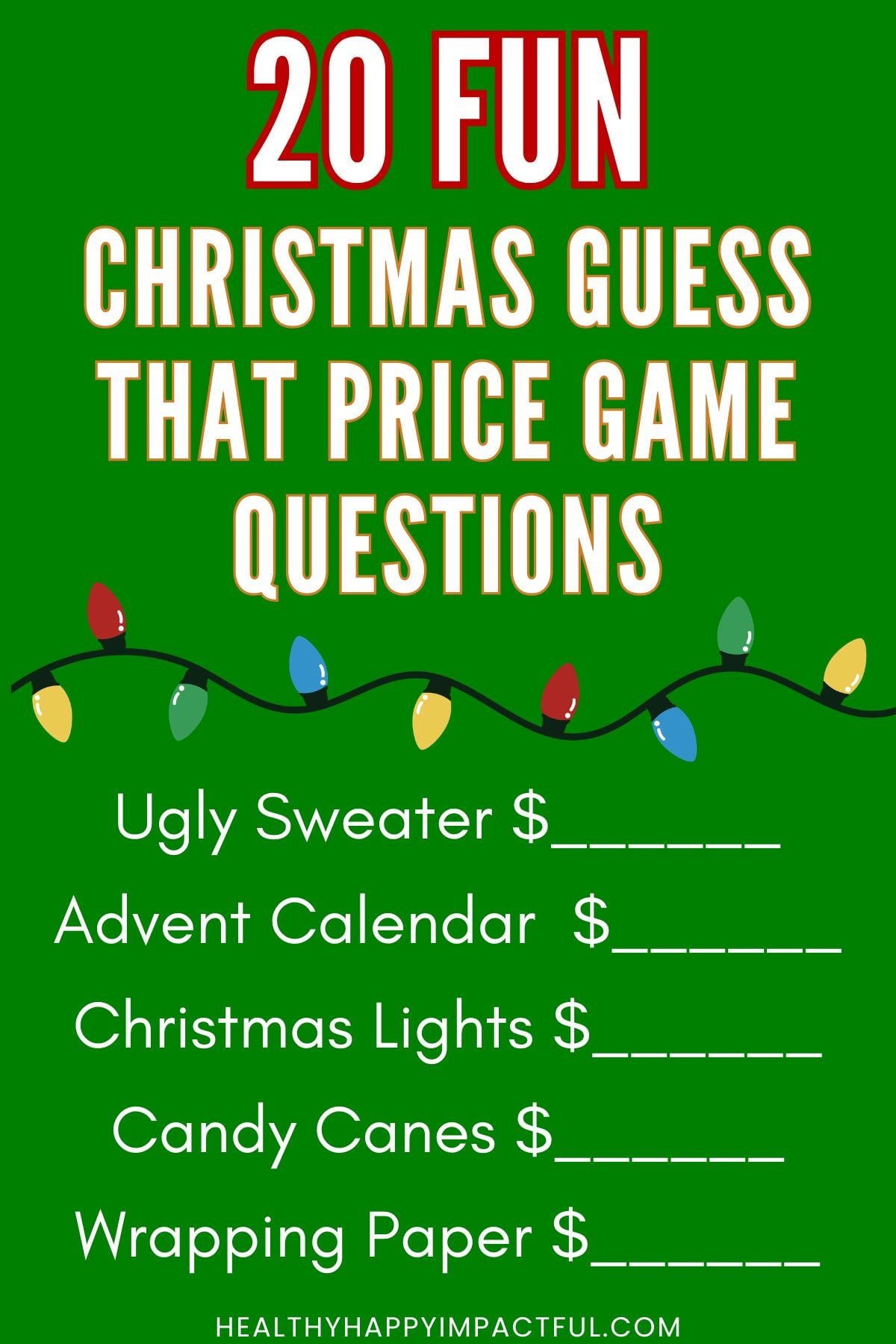 Christmas guess that price is right game free printable