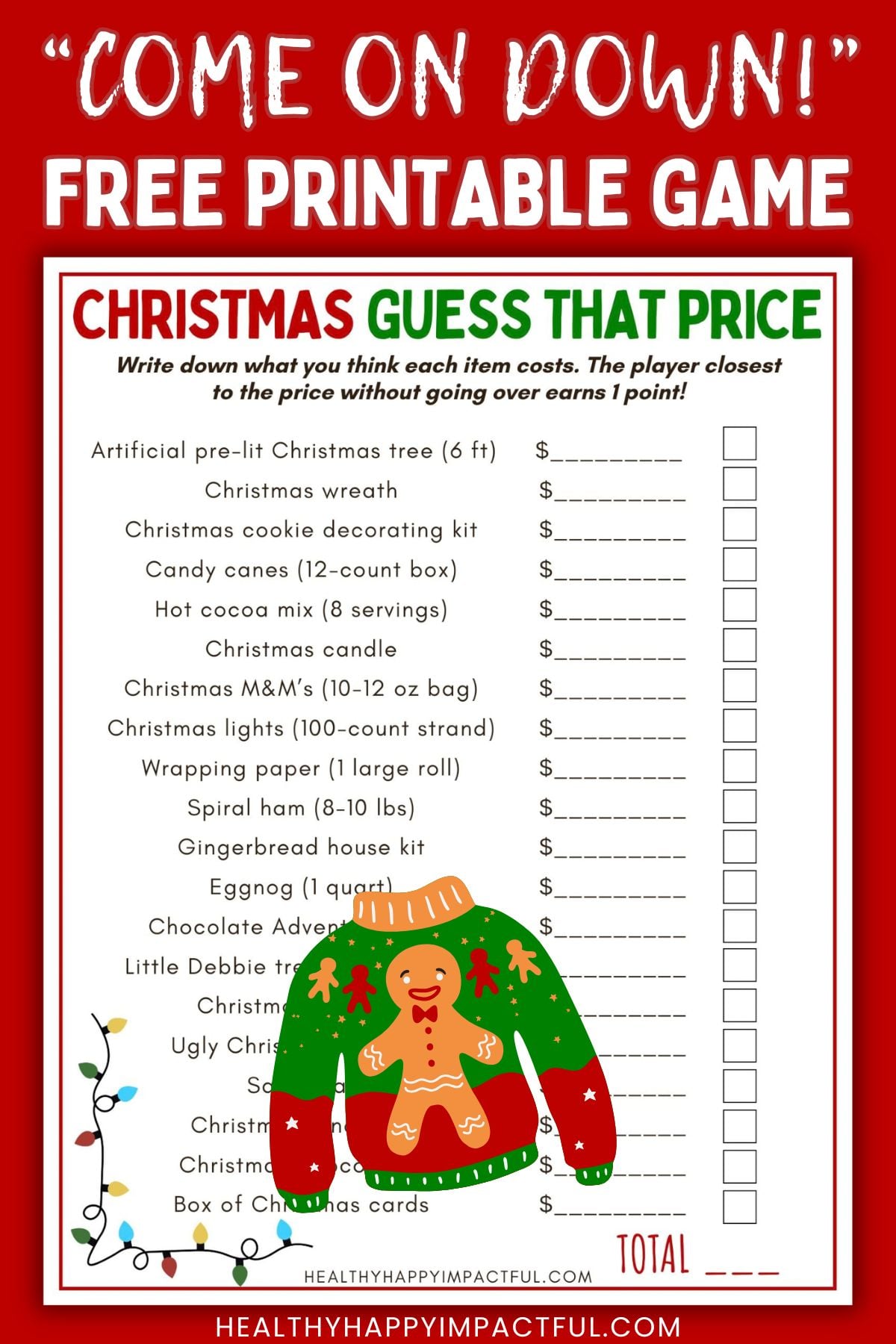 Christmas guess that price game pdf; price is right