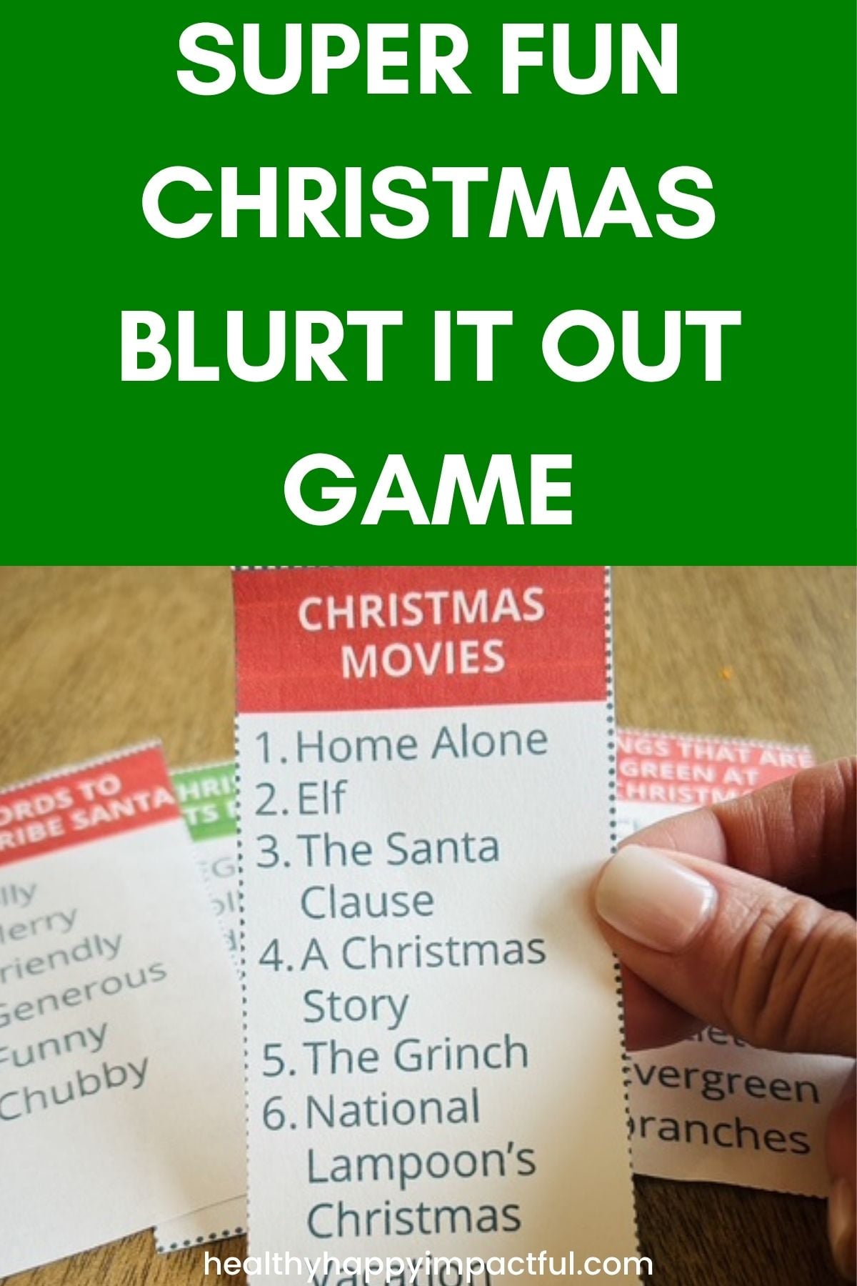 Christmas outburst game; blurt it out game for kids and adults; printable lists