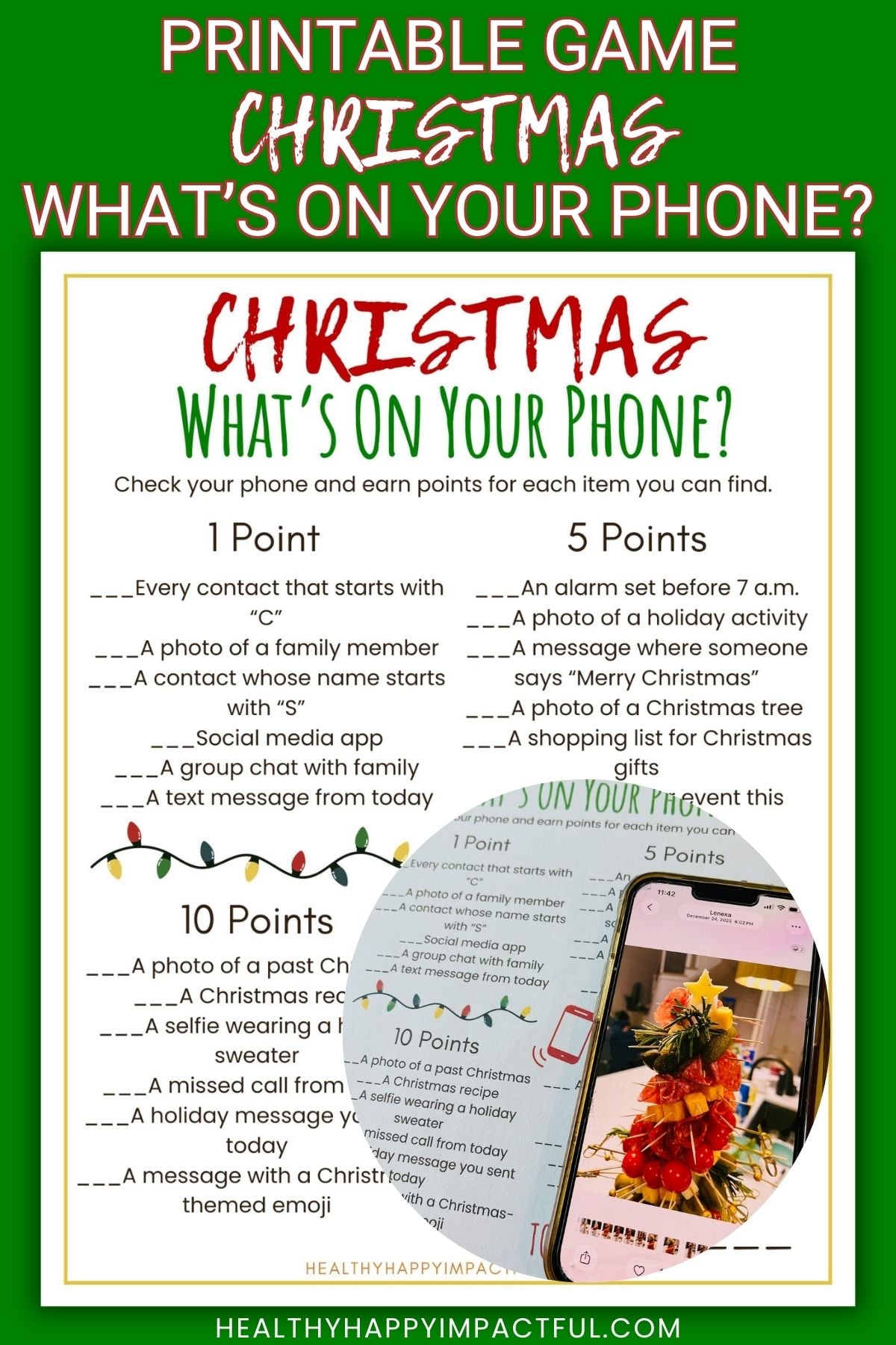 Christmas what's on your phone free printable game