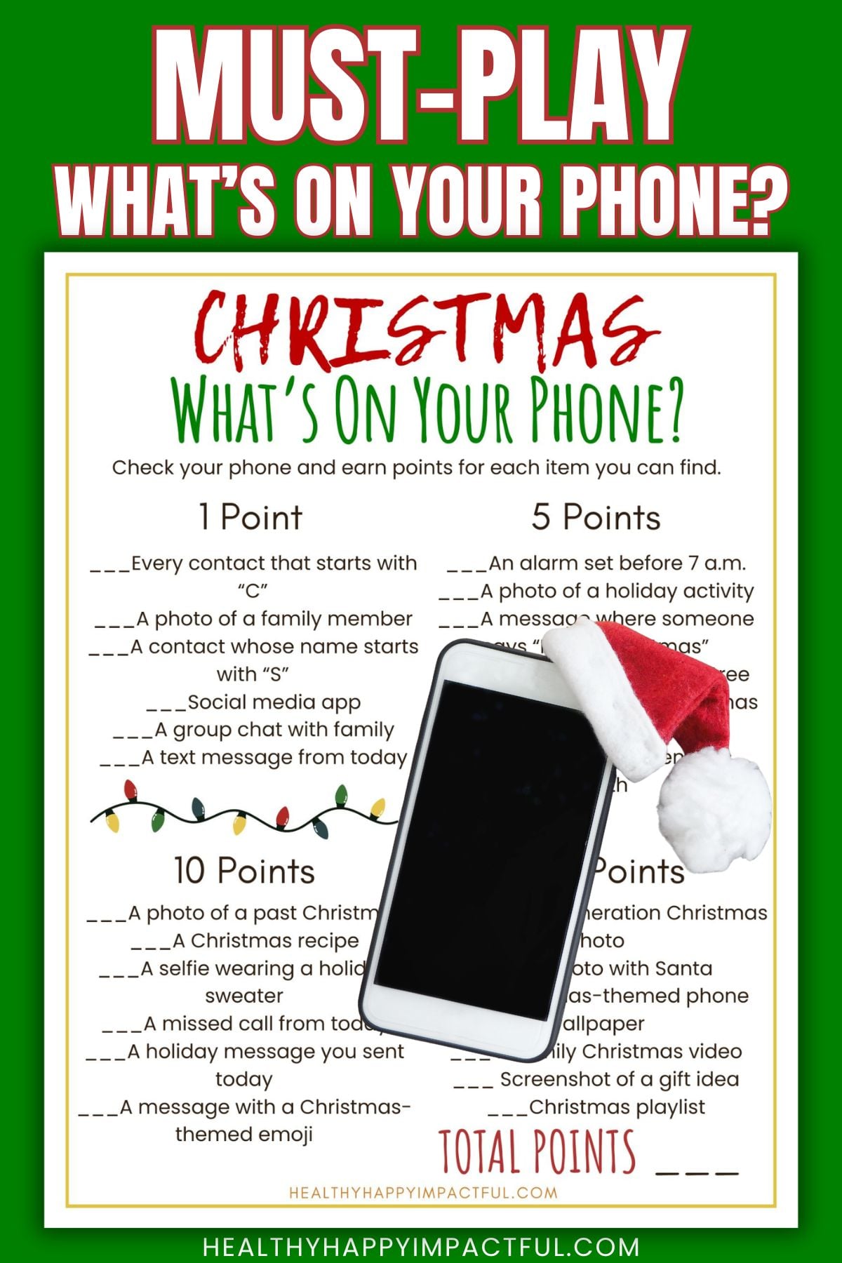 Christmas what's on your phone free printable game
