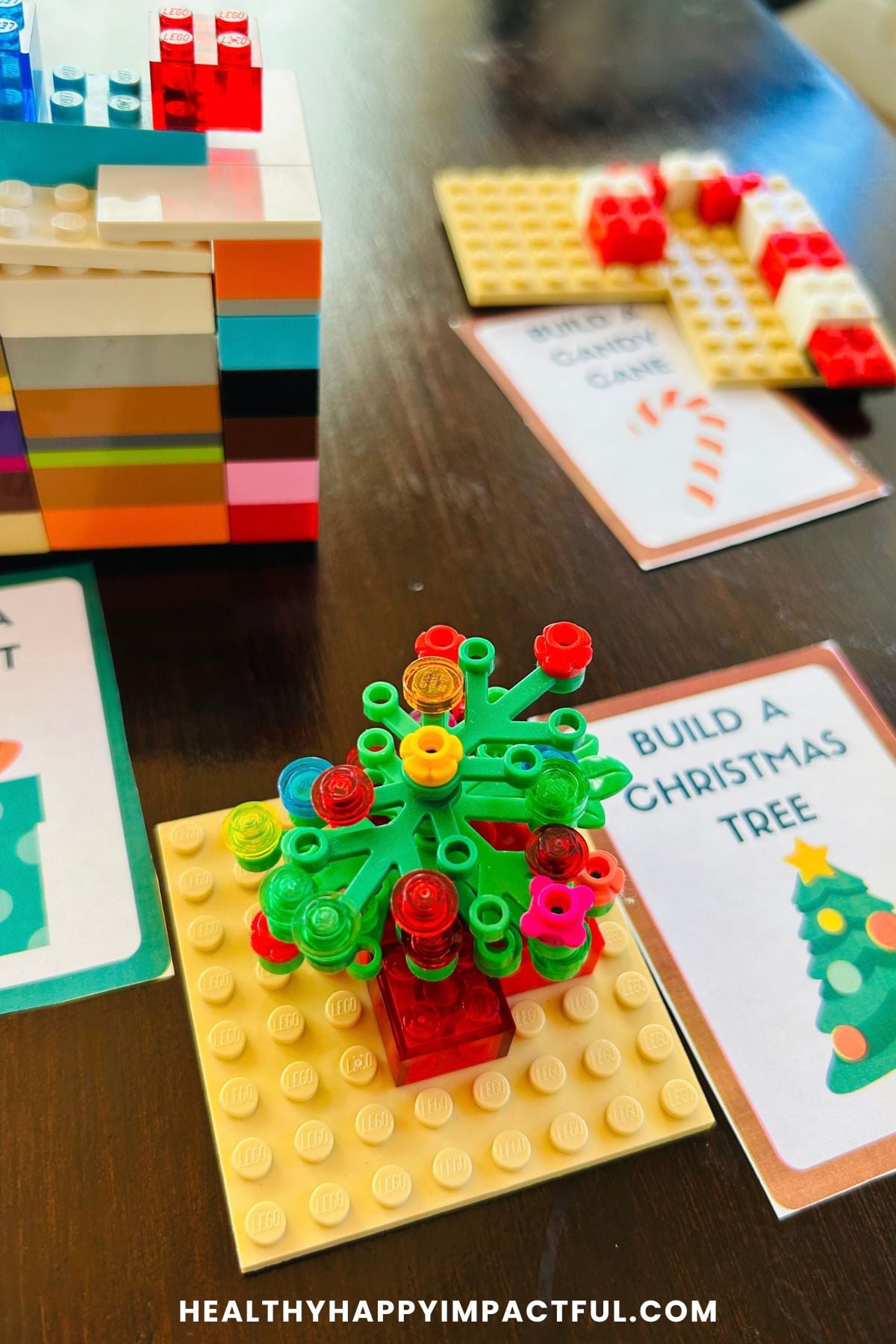 free printable cards for Lego blocks, bricks activity for kids Christmas