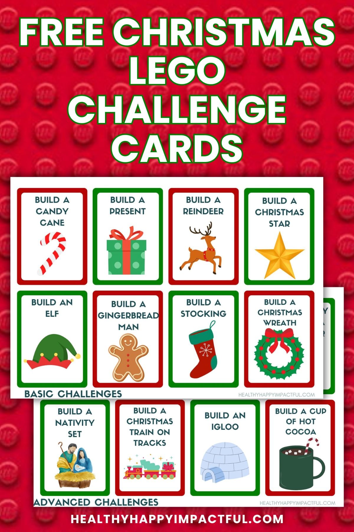 free printable lego challenge cards pdf for Christmas party games