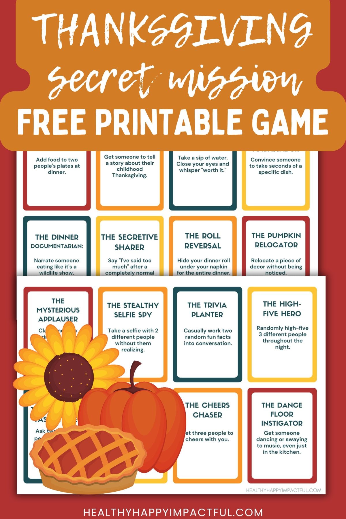 Free Thanksgiving secret mission spy game cards pdf