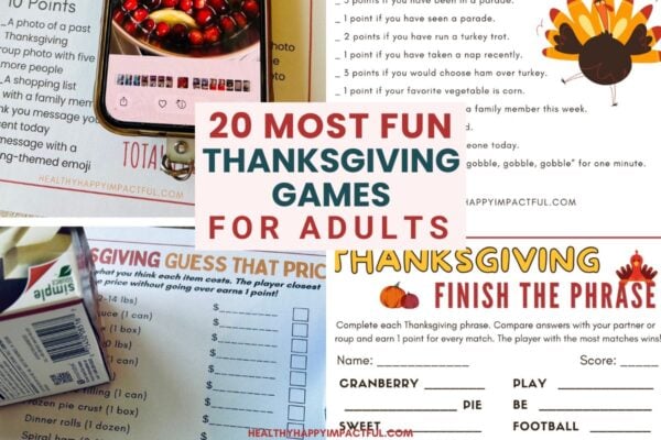 Thanksgiving minute to win it games for adults; free printable fun